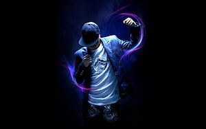 Dynamic Hip Hop Dancer With Neon Light Trails HD wallpaper