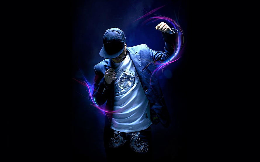 Dynamic Hip Hop Dancer With Neon Light Trails HD wallpaper