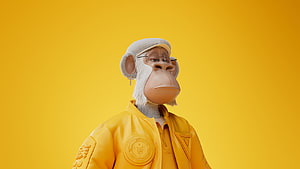 HAPEBEAST Prime NFT Monkey Character in Yellow Jacket and Cap HD wallpaper