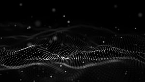 Abstract Dark Futuristic Data Technology Landscape with Glowing Particle Waves HD wallpaper