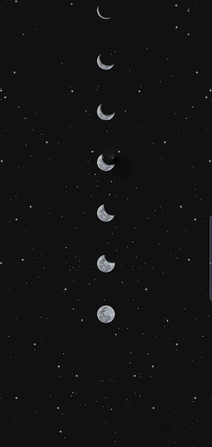 Vertical Lunar Phases Sequence Against Starry Night Sky HD phone wallpaper