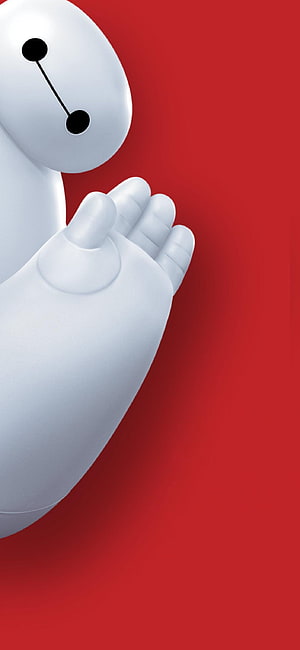Baymax Waving Hand Against Red Background HD phone wallpaper