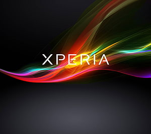Sony Xperia Brand Logo with Vibrant Multicolored Light Streaks on Dark Background HD wallpaper