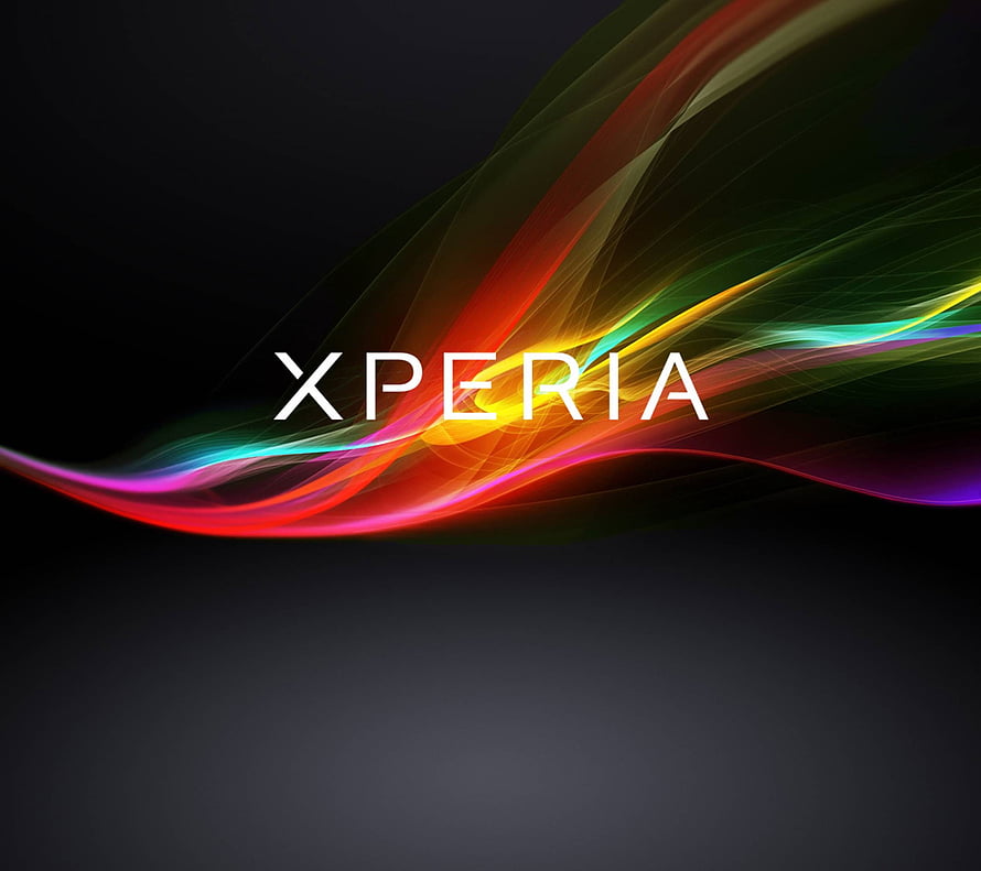 Sony Xperia Brand Logo with Vibrant Multicolored Light Streaks on Dark Background HD wallpaper