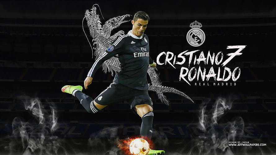 Cristiano Ronaldo Real Madrid Dragon Artwork Wallpaper HD wallpaper