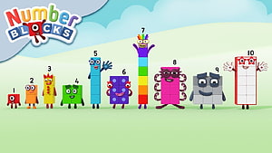Numberblocks 1 to 10 characters lineup on green grass with logo HD wallpaper