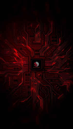 Snapdragon Processor Circuit Board with Glowing Red Traces and Tech Aesthetic HD phone wallpaper