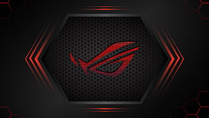 Asus ROG Republic of Gamers Logo Wallpaper with Red Hexagon Pattern HD wallpaper