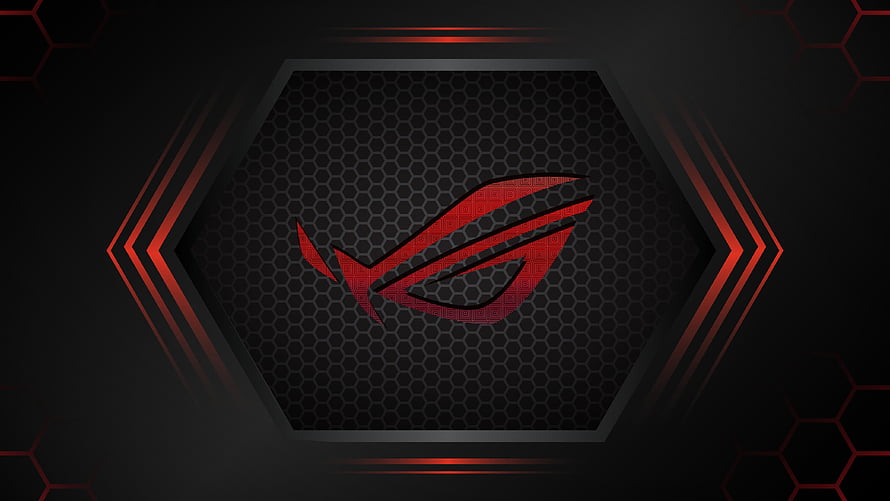 Asus ROG Republic of Gamers Logo Wallpaper with Red Hexagon Pattern HD wallpaper