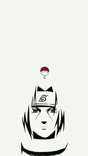 Minimalist Itachi Uchiha Portrait With Sharingan And Leaf Village Headband HD phone wallpaper