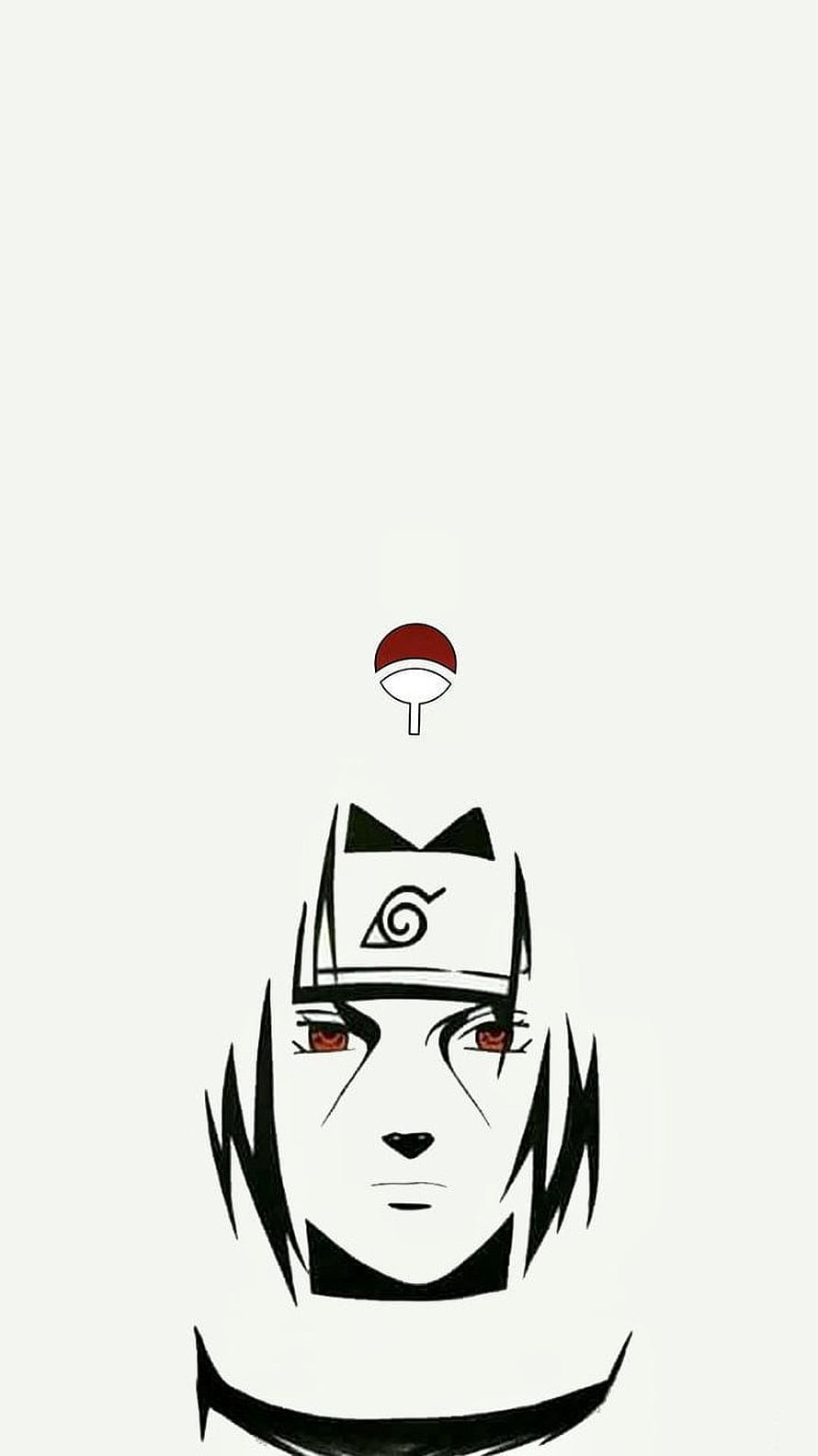 Minimalist Itachi Uchiha Portrait With Sharingan And Leaf Village Headband HD phone wallpaper