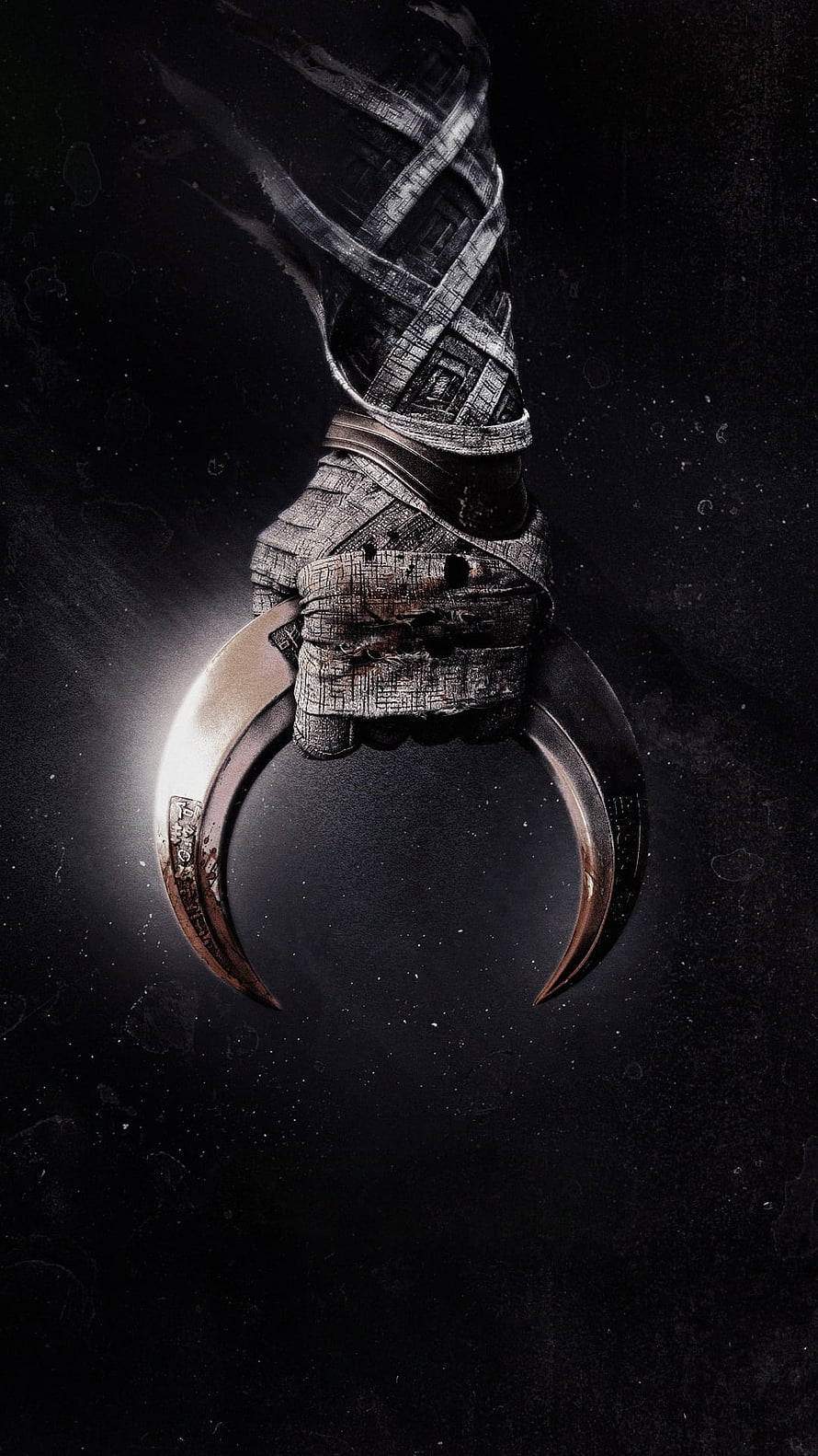 Moon Knight Bandaged Fist with Metallic Claws in Dark Cinematic Style HD phone wallpaper