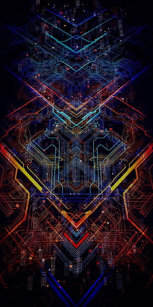 Abstract Neon Circuit Board Pattern With Glowing Digital Data Lines HD phone wallpaper