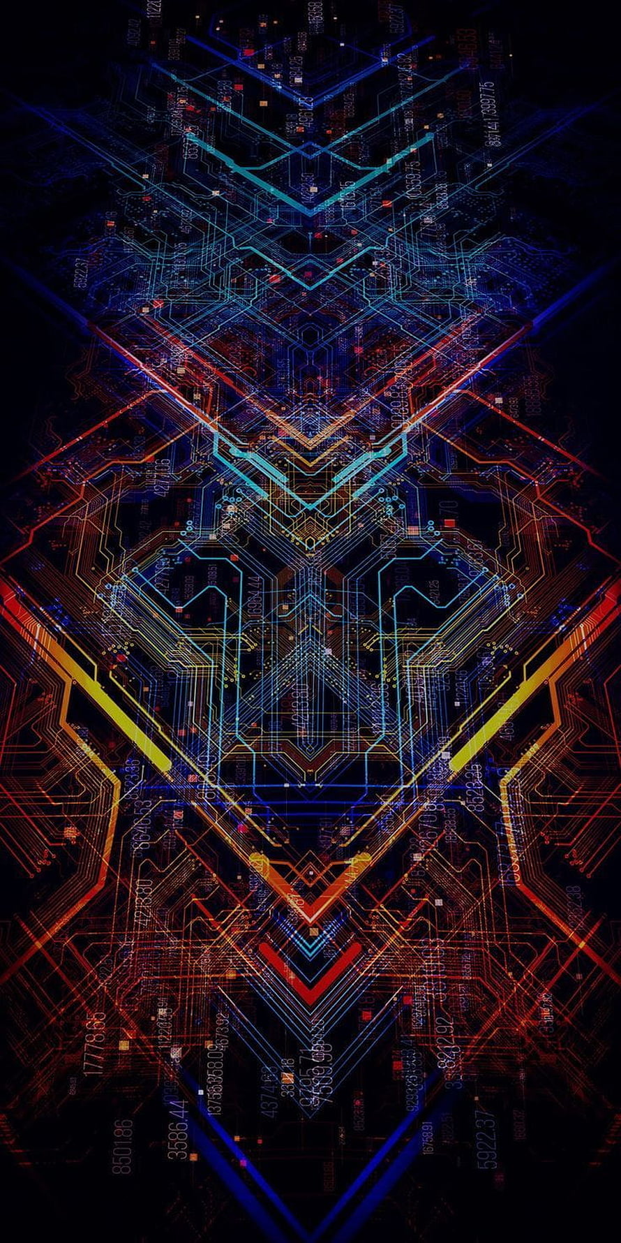 Abstract Neon Circuit Board Pattern With Glowing Digital Data Lines HD phone wallpaper