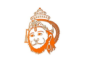 Lord Hanuman Minimalist Line Art Portrait with Ornate Crown and Earring, lord hanuman logo • for Ultra High Definition , Tablet & Smart , Hanuman PC HD wallpaper