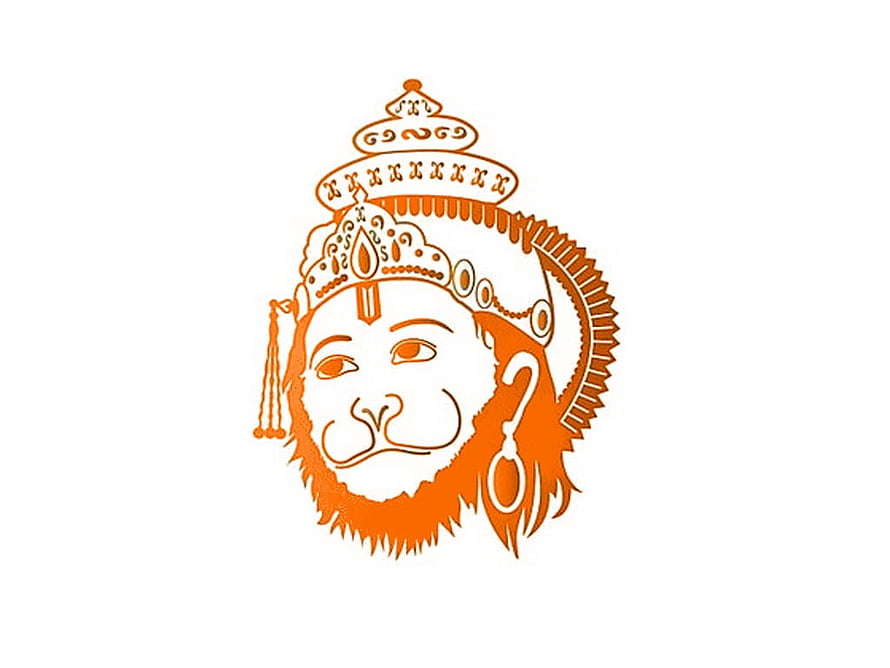 Lord Hanuman Minimalist Line Art Portrait with Ornate Crown and Earring, lord hanuman logo • for Ultra High Definition , Tablet & Smart , Hanuman PC HD wallpaper