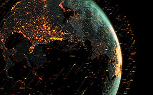 Digital Earth Globe With Glowing City Lights And Data Network Connections HD wallpaper