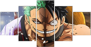 One Piece Anime Wall Art Featuring Roronoa Zoro and Monkey D. Luffy in Wano Country HD wallpaper