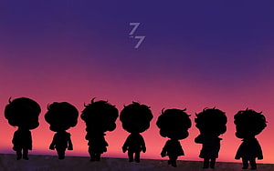 GOT7 Silhouette Fan Art Against Vibrant Sunset Sky HD wallpaper