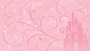 Pink Disney Princess Castle Silhouette with Elegant Swirls and Sparkling Fairy Dust HD wallpaper
