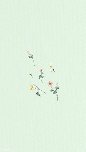Minimalist Pastel Floral Illustration on Mint Green Textured Background HD phone wallpaper