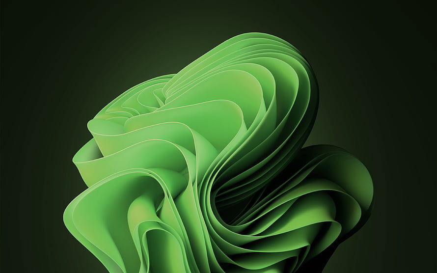 Abstract Green Swirls and Curves on Dark Background HD wallpaper