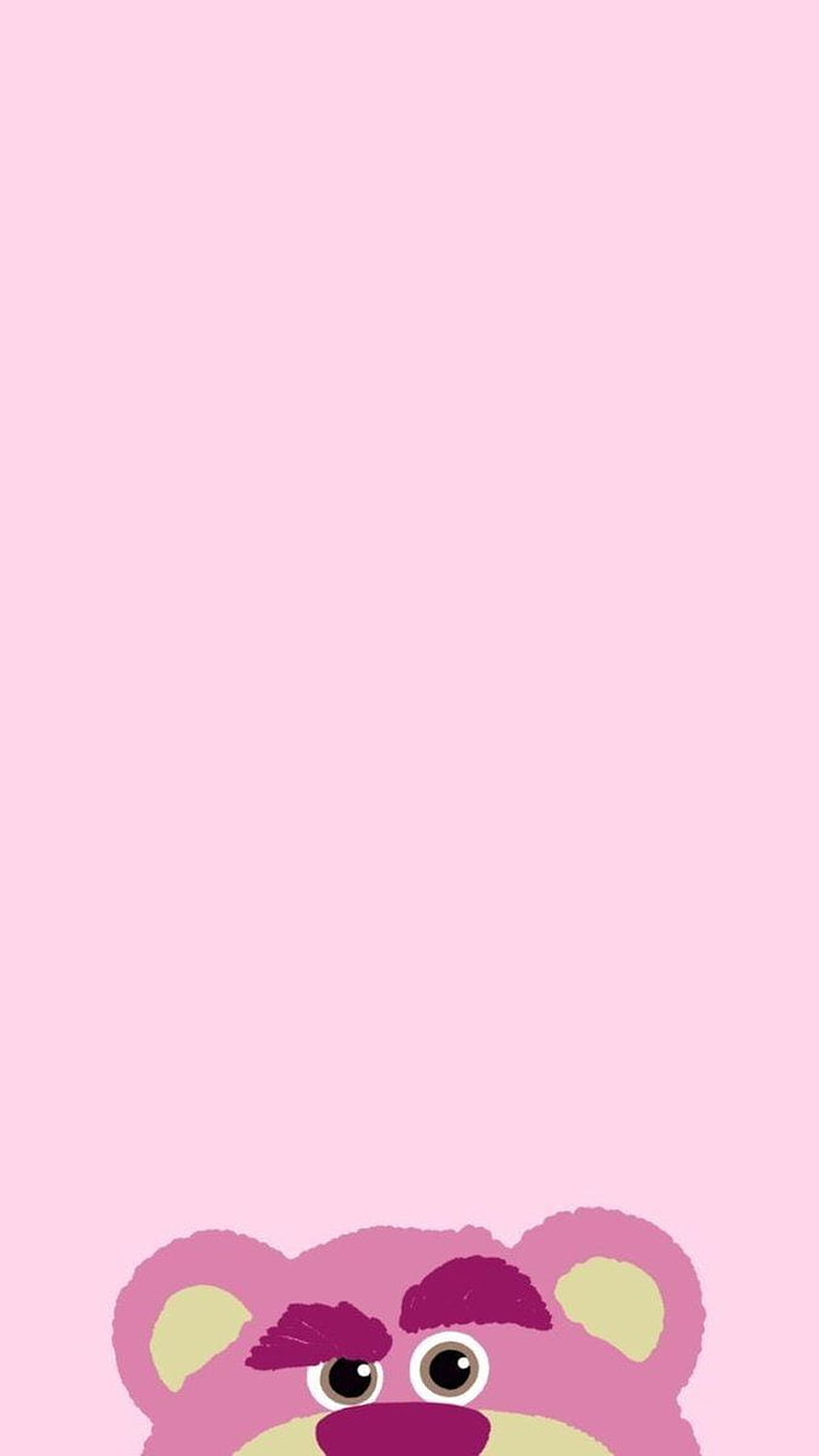Lotso from Toy Story 3 Peeking Up From Bottom of Soft Pink Background HD phone wallpaper