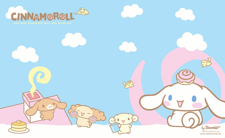 Cinnamoroll and Friends Enjoying Pastries Under a Blue Sky HD wallpaper