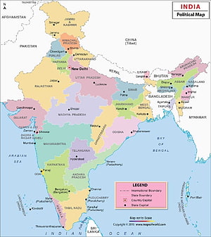 Detailed Political Map of India Showing All States, Capitals, and International Borders HD phone wallpaper
