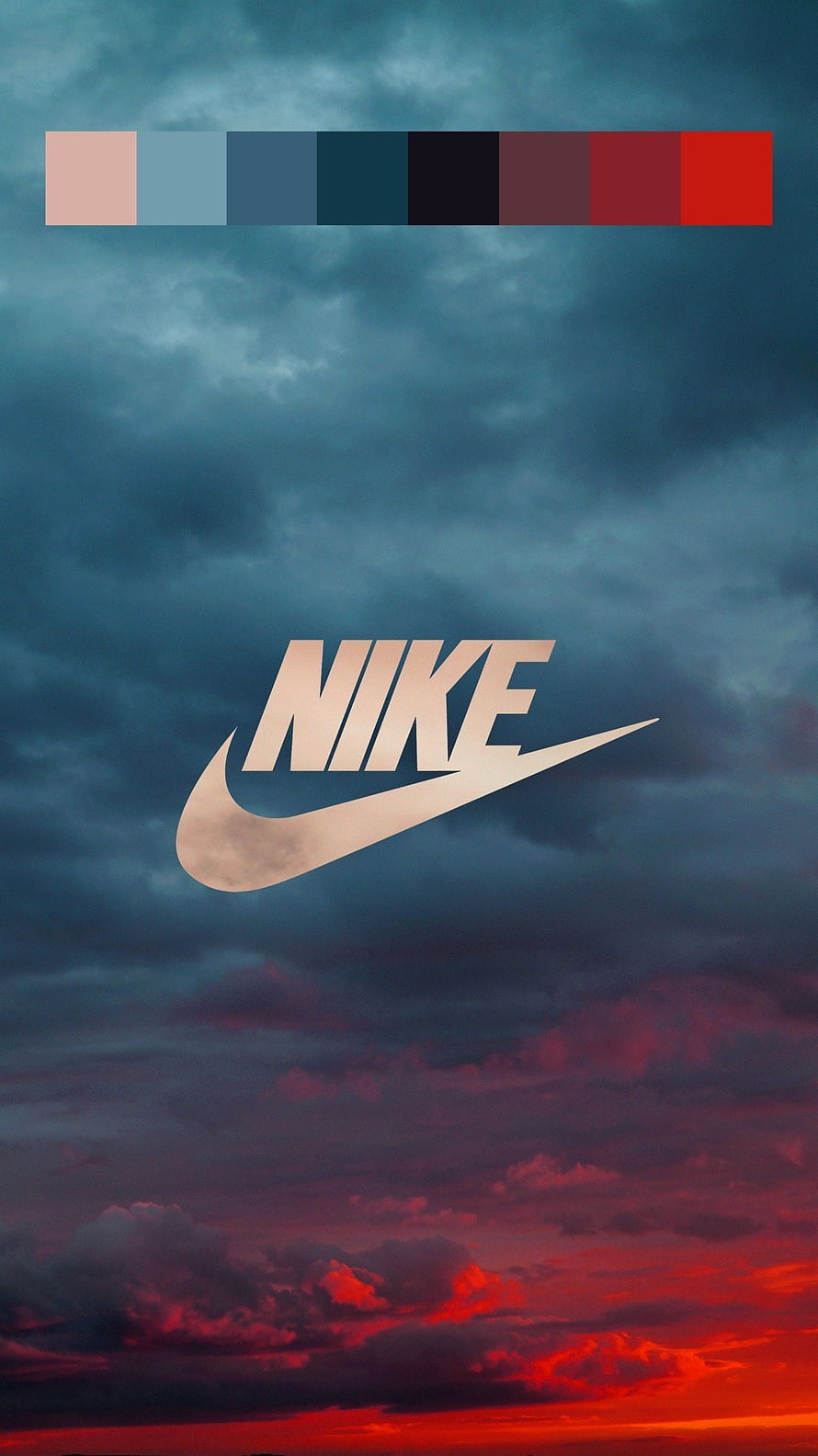 Nike Logo Against Dramatic Sunset Sky With Color Palette HD phone wallpaper