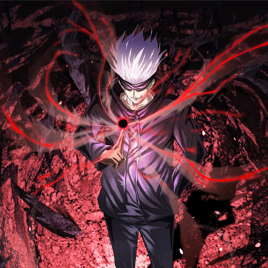 Gojo Satoru Using Black Hole Technique in Dark Red Environment HD phone wallpaper