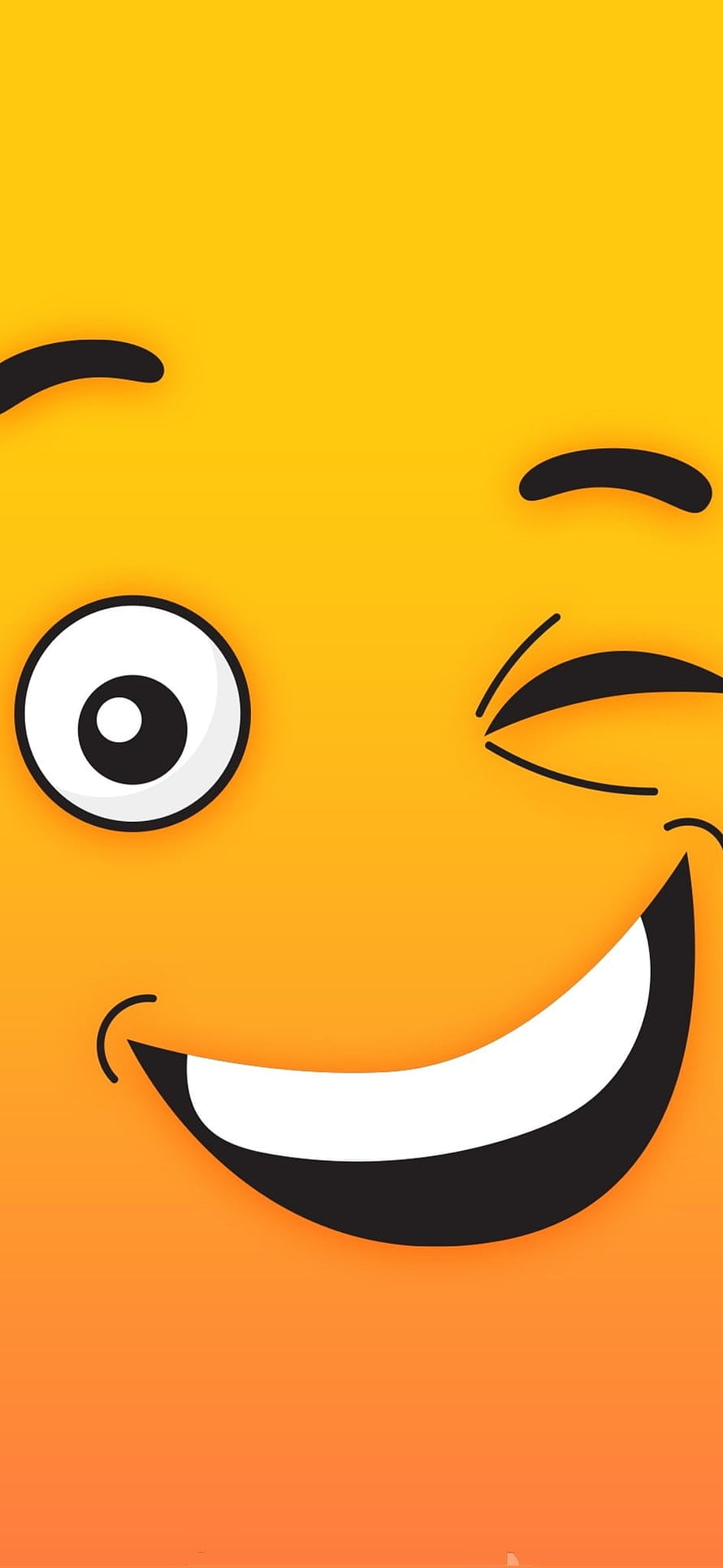 Playful Winking Emoji Face With Big Smile On Vibrant Orange Gradient Background HD phone wallpaper