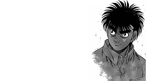Hajime No Ippo Makunouchi Intense Black and White Manga Portrait HD wallpaper