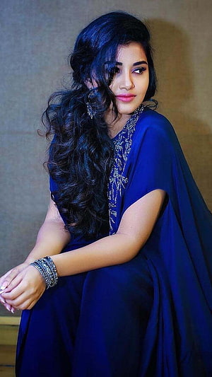 Nayanthara in a Royal Blue Saree with Silver Embroidery and Elegant Jewelry HD phone wallpaper