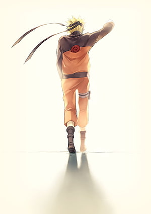 Naruto Uzumaki Running Away Back View Anime Wallpaper HD phone wallpaper