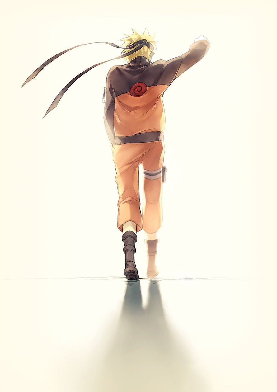 Naruto Uzumaki Running Away Back View Anime Wallpaper HD phone wallpaper