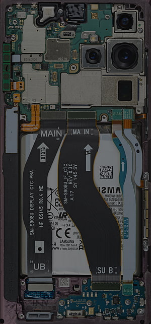Samsung Galaxy S22 Ultra Internal Hardware Teardown Showing Motherboard and Battery HD phone wallpaper