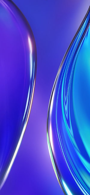 Sleek Abstract 3D Render of Glossy Blue and Purple Liquid Forms HD phone wallpaper