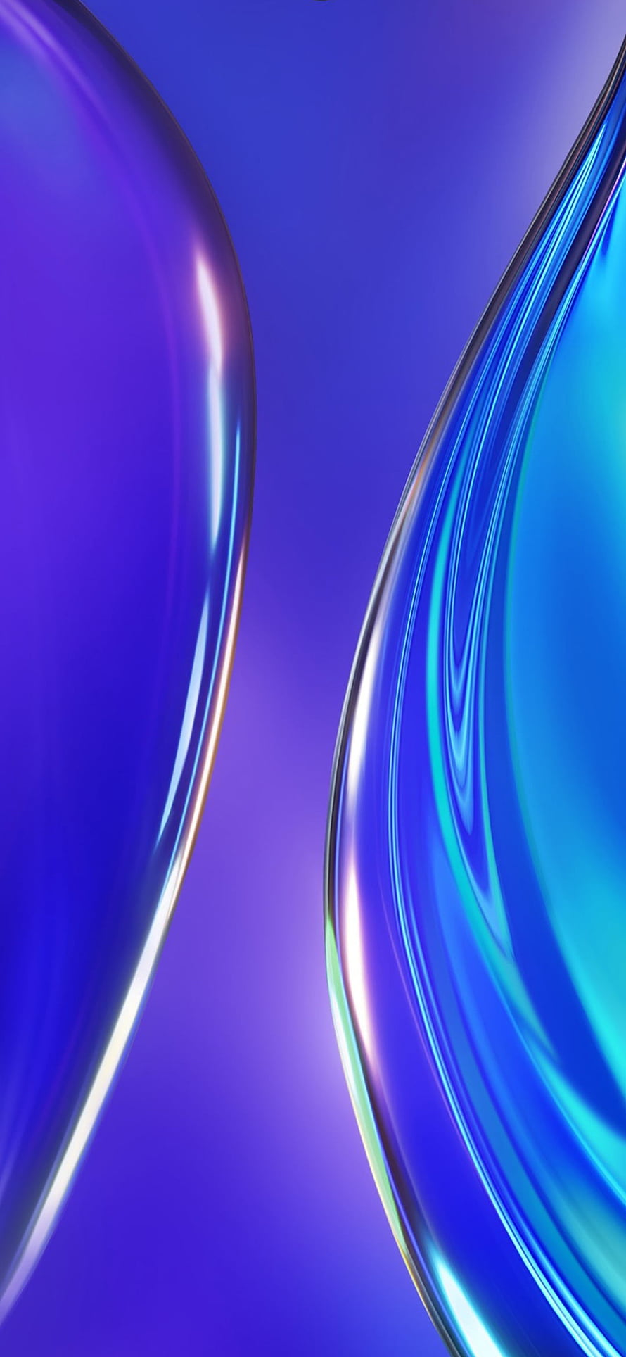 Sleek Abstract 3D Render of Glossy Blue and Purple Liquid Forms HD phone wallpaper