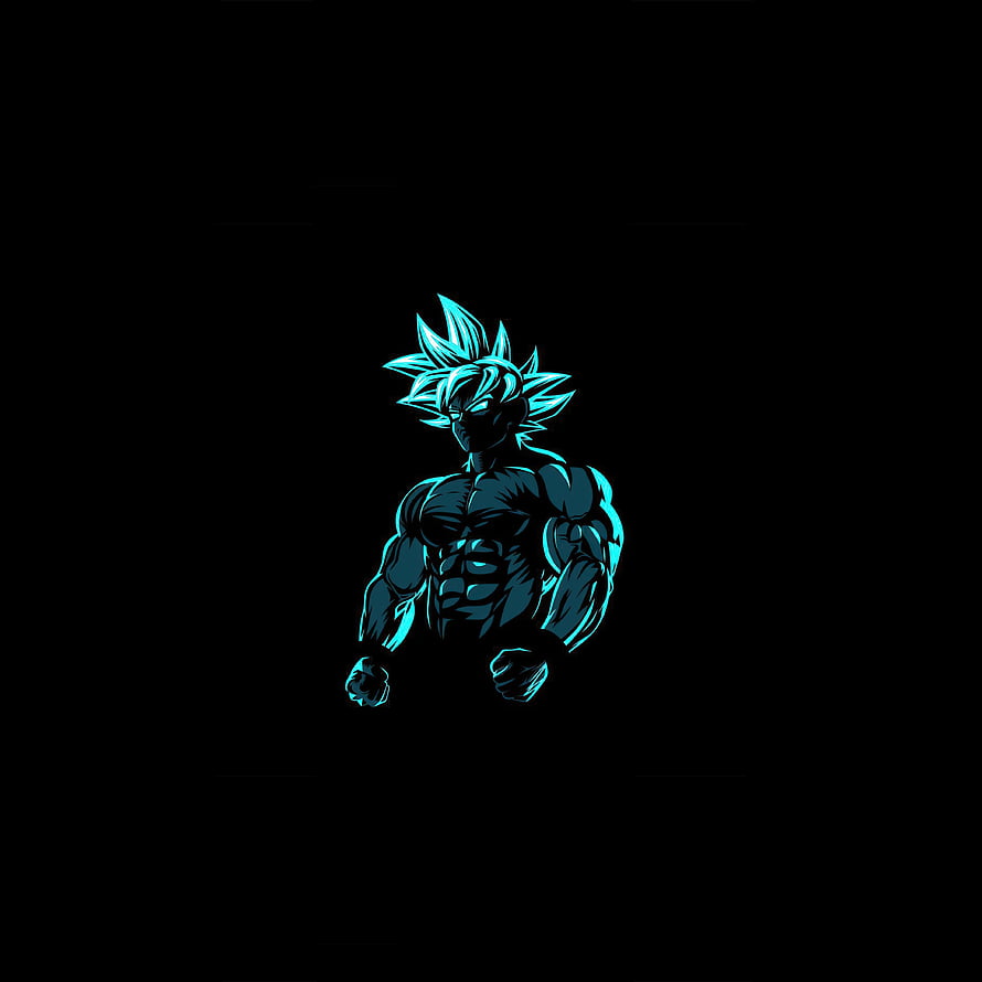Goku Ultra Instinct Blue Dragon Ball Anime Character Neon Silhouette Wallpaper HD phone wallpaper