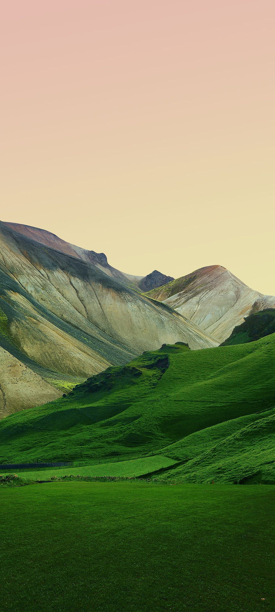 Vibrant Green Hills and Colorful Mountains Landscape Wallpaper HD phone wallpaper