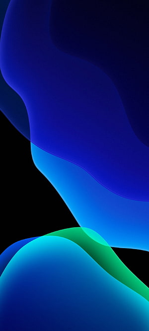 Abstract Blue and Green Gradient Waves on Black Background HD phone wallpaper