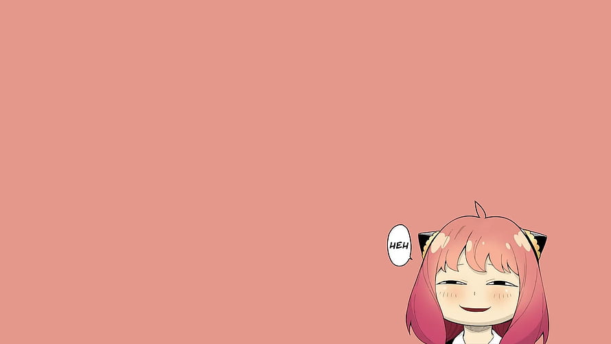 Anya Forger Smiling With Cat Ears On Pink Background HD wallpaper