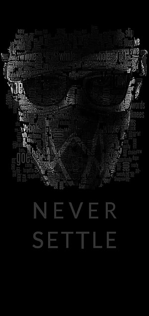 OnePlus Never Settle Word Cloud Skull Dark Minimalist Wallpaper HD phone wallpaper