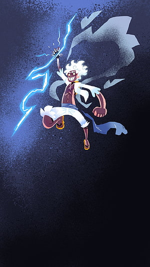 Monkey D. Luffy Gear 5 Sun God Nika Lightning Pose Anime Wallpaper HD phone wallpaper