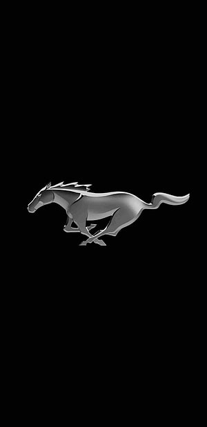 Sleek Silver Ford Mustang Emblem on a Minimalist Black Background HD phone wallpaper