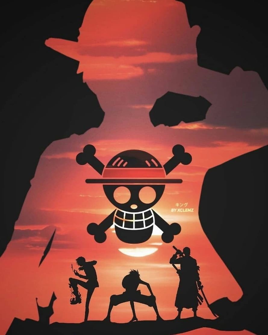 One Piece Straw Hat Pirates Silhouette Wallpaper HD phone wallpaper