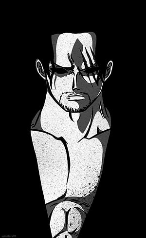 Shanks from One Piece in High Contrast Black and White Anime Portrait HD phone wallpaper