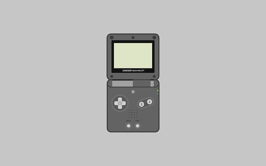Minimalist Vector Illustration of a Gray Nintendo Game Boy Advance SP Handheld Console HD wallpaper