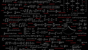 Aesthetic Mathematics Formula Art with Philosophical Text on Black Background HD wallpaper
